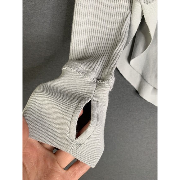 Free People Monterey Thermal Top Cotton Blend Thumb Hole Grey Women Small - Picture 3 of 13